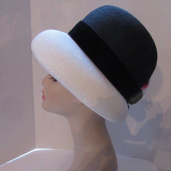 SALE Vintage Hat Lampshade Style Black White Red Rose